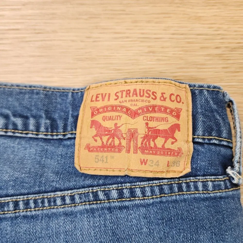 Levis 541 Jeans Mens 34x34 Straight Leg Denim Blue Work Farm Rodeo Comfort Denim
